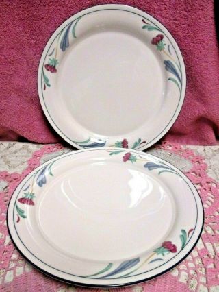 Lenox Poppies On Blue Chinastone Dinner Plates 10 3/4 " Floral Set 2