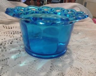 Vintage Imperial Glass Cobalt Blue Laced Edge Bowl