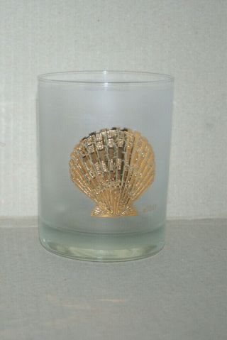 Vintage Culver Old Fashioned Bar Drinking Frosted Glass 22k Gold Seashell Design