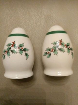 Spode Christmas Tree Salt And Pepper Shakers From England Each Are 3 " Tall