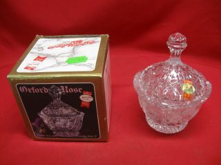 Vintage Anna Hutte Lead Crystal Covered Candy Dish With Oxford Rose Pattern