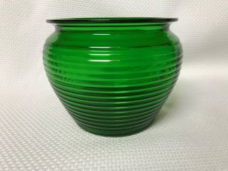 Vintage Green Glass Ribbed Beehive Planter Vase National Potteries Ohio Euc
