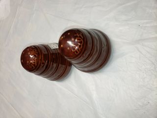 Marcrest brown stoneware Daisy and Dot salt and pepper shakers 2