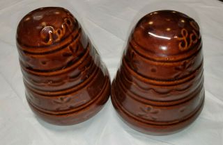 Marcrest brown stoneware Daisy and Dot salt and pepper shakers 3