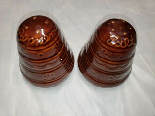 Marcrest brown stoneware Daisy and Dot salt and pepper shakers 5