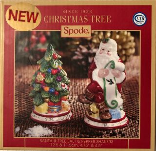 Christmas Salt & Pepper Shakers Spode Tree & Santa 75th Anniv 2013 Porcelain Nib