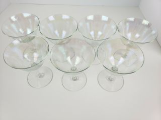 7 Vintage Iridescent Opal Swirl Pattern Dessert Sherbet Wine Stemware Glasses 3