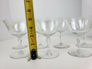 7 Vintage Iridescent Opal Swirl Pattern Dessert Sherbet Wine Stemware Glasses 5