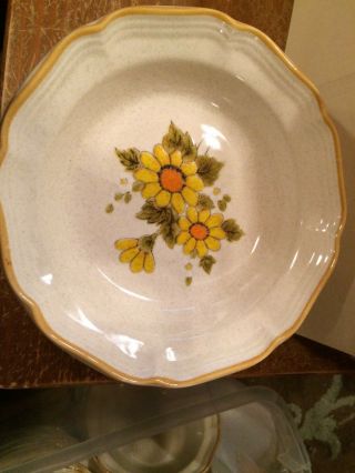 Mikasa " Sunny Side " 8 1/2 " Rim Soup Cereal Bowl Garden Club Yellow Flowers Eb802