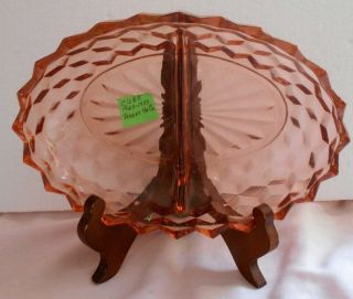 Depression Glass Pink Cube Divided Bowl