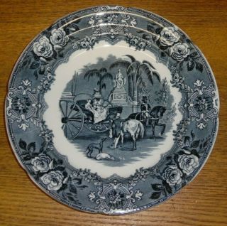 George Jones Transfer Porcelain Dinner Plate - Spanish Festivities 1798 - 9 3/8 "