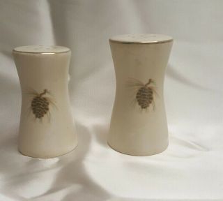Paden City Pottery - Eden Roc China - Pine Cone Pattern - Salt & Pepper Shakers