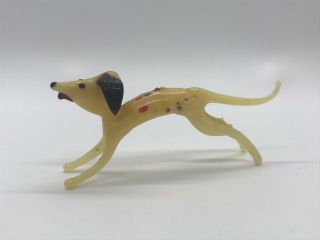 Vintage Hand Blown Glass Yellow Dog Miniature Figurine