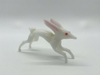 Vintage Hand Blown Glass White Dog/rabbit Miniature Figurine