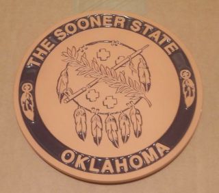 Frankoma Pottery Usa Terra Cotta Oklahoma The Sooner State Round Trivet