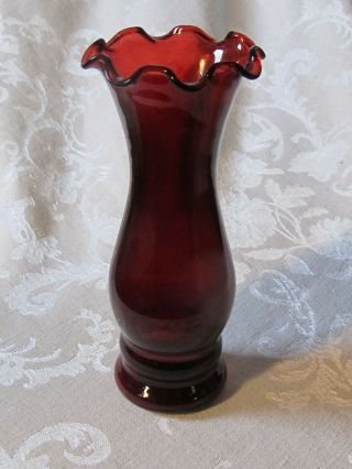 Vintage Ruby Red Small Vase Ruffled Top Valentines