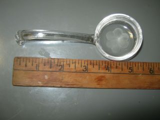 Vintage 5 " Etched Flower Glass Spoon Mayo Condiment Jelly Ladle Scoop