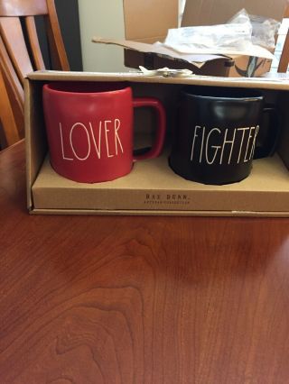 Rae Dunn Lover Fighter Mug Set Red And Black Ll Mug Set Christmas Valentines
