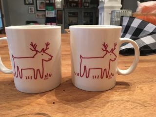 Set Of 2 Trish Richman For At Home Christmas Reindeer Mug From Crate & Barrel