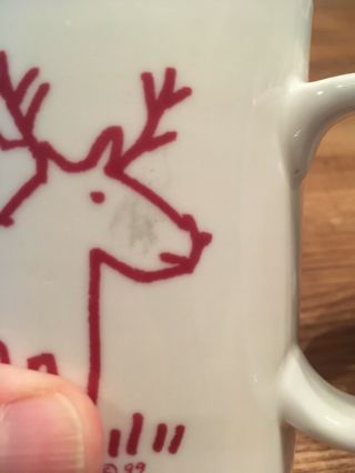Set Of 2 Trish Richman for AT HOME Christmas REINDEER Mug from Crate & Barrel 3