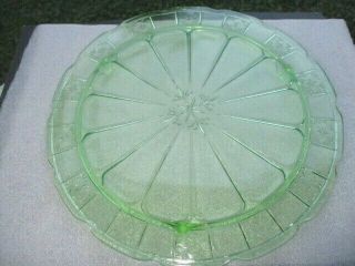 Jeannette Doric Green Depression Glass Plateau Cake Plate
