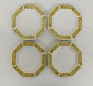Set Of 4 Vintage Independence Ironstone Interpace Japan 6 1/2 " Hexagon Plates
