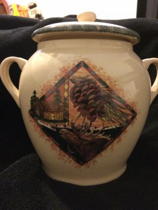 Home And Garden Party Northwoods Moose Cookie Jar Canister Cabin Lodge Rustic