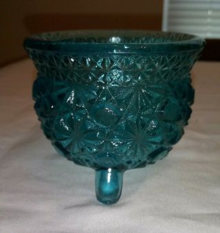 Fenton Blue Glass Daisy And Button Pattern Toothpick Holder