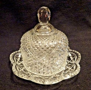 Vintage Avon Clear Cut Crystal Glass Covered Cheese Butter Dome Dish