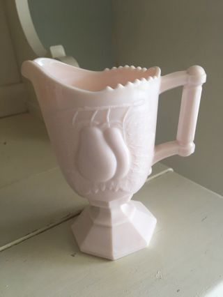 Vintage Jeannette Baltimore Pear Shell Pink Milk Glass Pitcher Cream Sauce