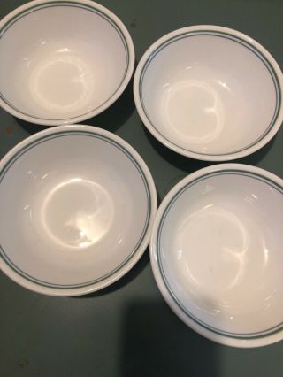 4 Corelle By Corning Country Cottage Cereal Bowls Blue And Green Stripe