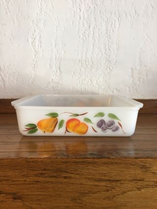 Vintage Anchor Hocking Fire King Gay Fad Fruit 8 " Square Brownie Baking Dish 452