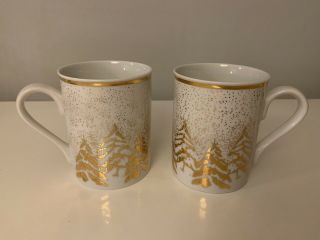 (2) Dansk Golden Pines Coffee Mugs Style " B " (trees All Around) Retired 1996