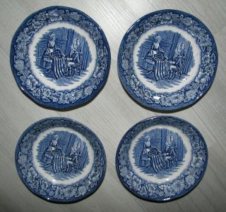 Euc 4 Berry Bowls Liberty Blue Transferware Staffordshire Betsy Ross