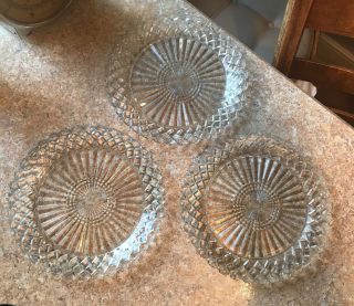 Vintage Anchor Hocking Waterford Waffle Crystal Dinner Plates 9.  5 " Set Of 3