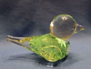 Clear With Green Art Glass Bird Sculpture