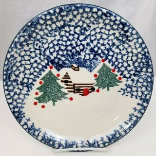Folk Craft Cabin in the Snow Dinner Plates Set of 4 Tienshan 10.  25 
