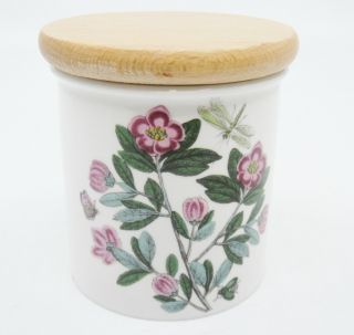 Portmeirion Botanic Garden Small Spice Jar W Wood Lid Rhododendron 3 " Chip