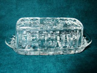 Vintage Clear Pressed Glass Covered Butter Dish