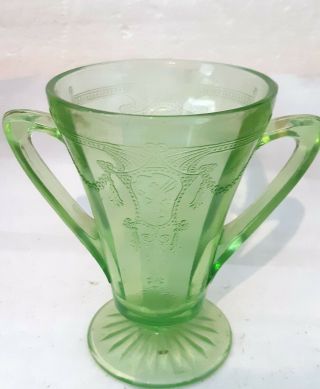 Green Depression Glass Sugar Bowl,  Pattern Unknown