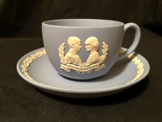 Vintage Wedgwood Jasperware Blue Tea Cup Saucer Set Vgc