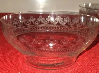 Vintage Etched 3 Small Crystal Bowls