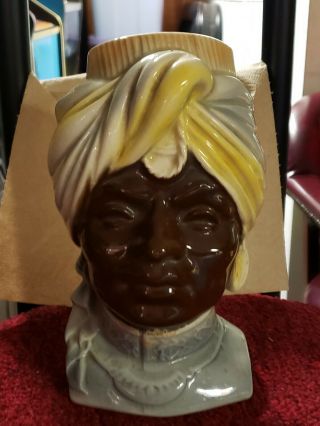 Vtg Royal Copley African Turban Lady Blackamoor Head Vase Wall Pocket 8 " Tall