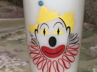 Neat Vintage Hazel Atlas Milk Glass Tumbler W Clown Face Bright Drinking Glass