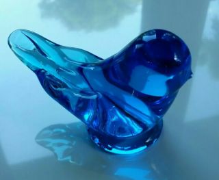 Leo Ward Blue Bird Of Happiness Glass Figurine Signed 1997
