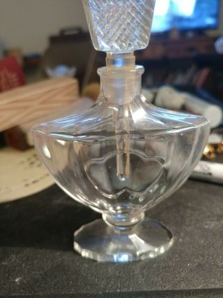 Crystal Perfume Bottle - Cut Glass Base Floral Design 4 Inches