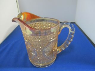 Vintage Imperial Marigold Carnival Glass Pitcher In Star Medallion Pattern 5.  75 "