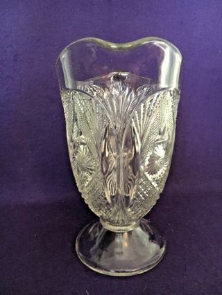 EAPG Antique Pattern Glass FEATHERED OVALS PITCHER Cambridge 2579 4