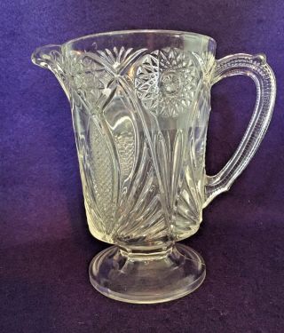 Eapg Antique Pattern Glass Isis 7 " Milk Pitcher Jubilee Nellie Mckee 1894