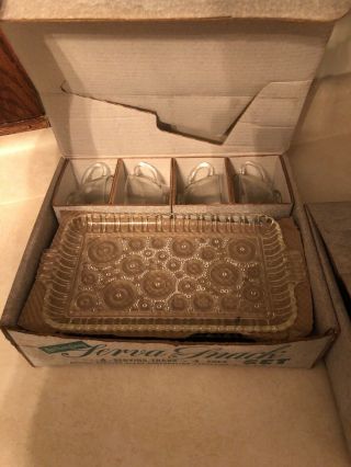 Vintage Anchorglass Serva Snack Set 4 Cups 4 Trays Set of 2 2